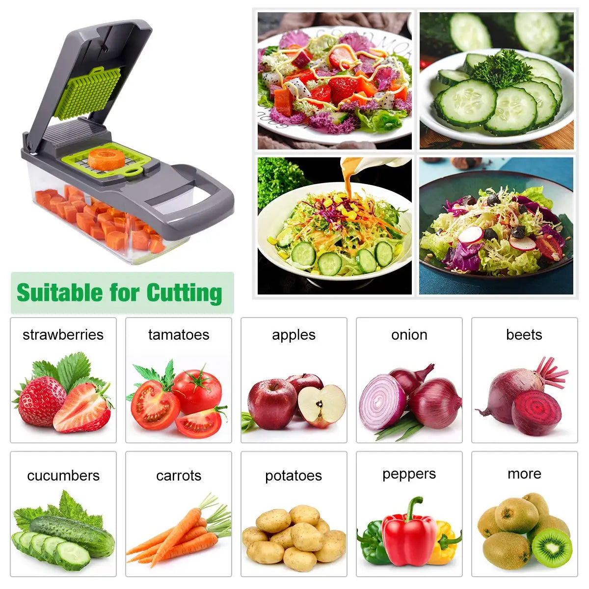 🥗 Cortador e Fatiador de Legumes Multifuncional MYVIT 6 em 1