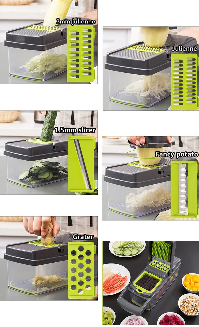 🥗 Cortador e Fatiador de Legumes Multifuncional MYVIT 6 em 1
